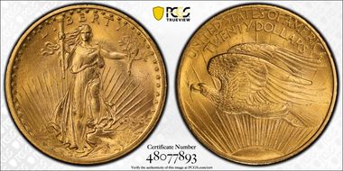 1908 $20 No Motto MS63