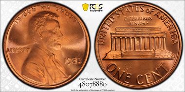 1982 1C Zinc Large Date MS68RD