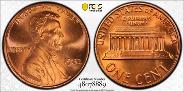 1982 1C Zinc, Large Date MS68RD