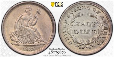 1837 H10C Seated, Large Date MS62