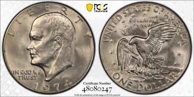1974-D $1 AU58+