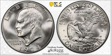 1974-S $1 Silver MS68