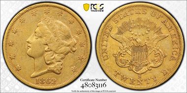 1862-S $20 XF40