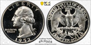 1952 25C PR67DCAM
