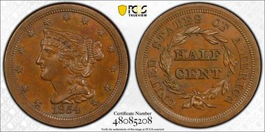 1854 1/2C MS62BN