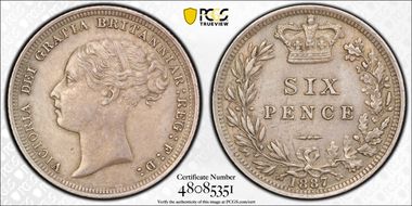 1887 6D S-3912 Young Head AU53