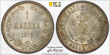 1915-S Markka KM-3.2  Ag MS66