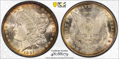 1891-CC $1 VAM 3, Spitting Eagle MS63