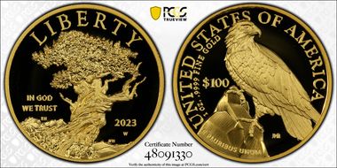 2023-W $100 American Liberty High Relief .9999 Fine First Strike PR70DCAM