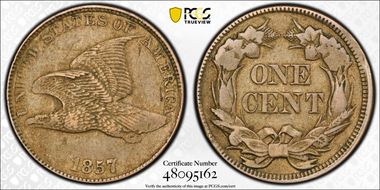 1857 1C Flying Eagle VF35