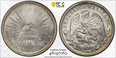1898-Mo AM Peso Restrike KM-409.2 MS63