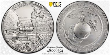 (2023) Medal U.S. Marine Corps Matte 1 oz Ag First Strike MS70