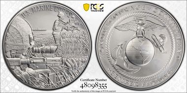 (2023) Medal U.S. Marine Corps Matte 1 oz Ag First Strike MS70