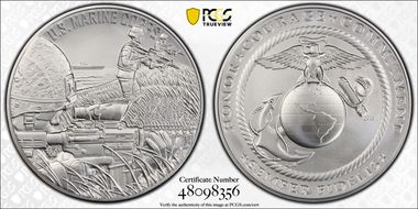 (2023) Medal U.S. Marine Corps Matte 1 oz Ag First Strike MS70