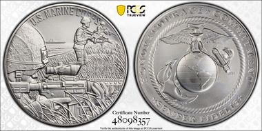 (2023) Medal U.S. Marine Corps Matte 1 oz Ag First Strike MS70