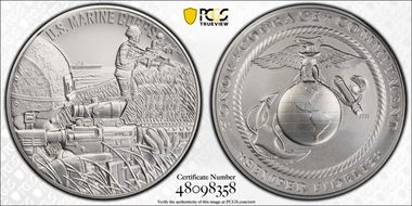 (2023) Medal U.S. Marine Corps Matte 1 oz Ag First Strike MS70