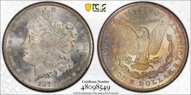 1878-CC $1 VAM 11, Lines in Wing MS63