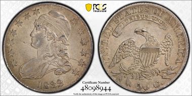 1832 50C Small Letters AU58