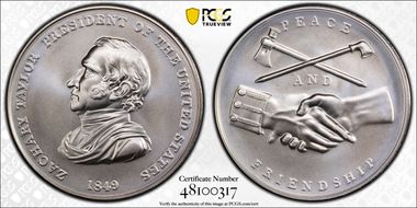 (2022) Medal Zachary Taylor "1849" Silver Matte Finish MS69