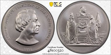 (2023-S) Medal Andrew Johnson "1865" Silver Matte Finish MS69