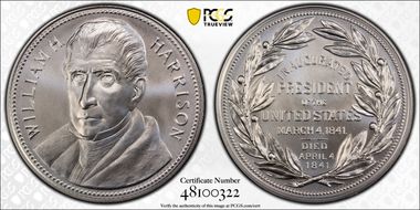(2021) Medal William H. Harrison "1841" Silver Matte Finish MS70