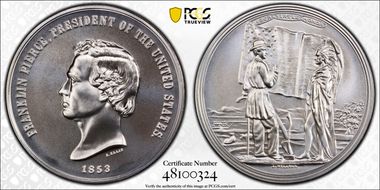 (2022) Medal Franklin Pierce "1853" Silver Matte Finish MS70