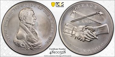 (2019) Medal James Monroe "1817" Silver Matte Finish MS69