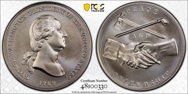 (2018) Medal George Washington "1789"  Silver Matte Finish MS70