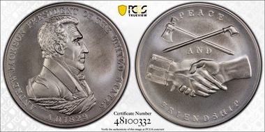 (2020) Medal Andrew Jackson "1829" Silver Matte Finish MS70