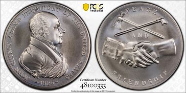 (2019) Medal John Quincy Adams "1825" Silver Matte Finish MS69