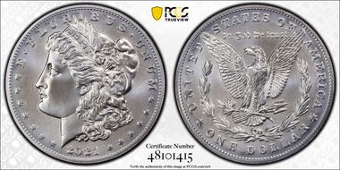 2021 $1 Morgan Dollar 100th Anniversary MS70