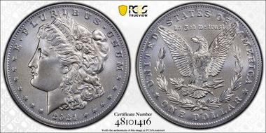 2021-O Privy $1 Morgan Dollar 100th Anniversary MS70