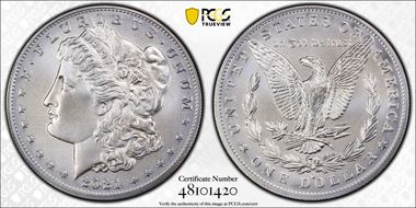 2021-O Privy $1 Morgan Dollar 100th Anniversary MS70