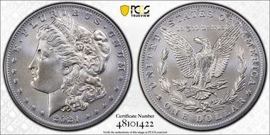 2021-O Privy $1 Morgan Dollar 100th Anniversary MS70