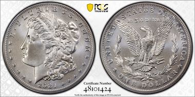 2021-O Privy $1 Morgan Dollar 100th Anniversary MS70