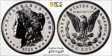 2023-S $1 Morgan Dollar Rev PR  Two-Coin Reverse Proof Set First Strike PR70