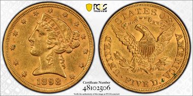 1898 $5 AU55