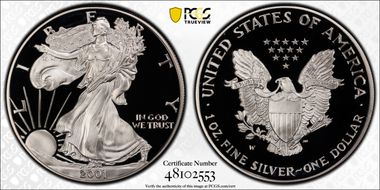 2001-W $1 Silver Eagle PR69DCAM