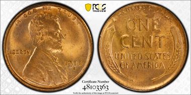 1918-S 1C MS64RD