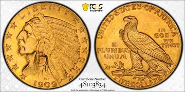 1909-D $5 MS65