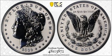 2023-S $1 Morgan Dollar Rev PR Two-Coin Reverse Proof Set PR69