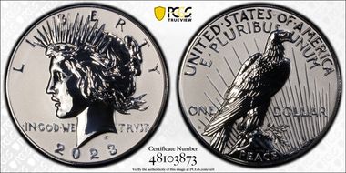 2023-S $1 Peace Dollar Rev PR Two-Coin Reverse Proof Set PR70