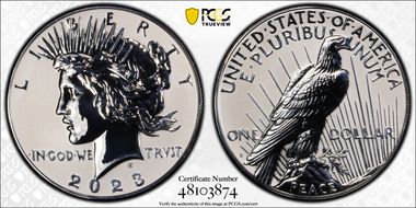 2023-S $1 Peace Dollar Rev PR Two-Coin Reverse Proof Set PR70