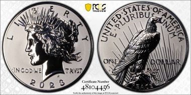 2023-S $1 Peace Dollar Rev PR Two-Coin Reverse Proof Set PR69