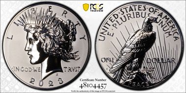 2023-S $1 Peace Dollar Rev PR Two-Coin Reverse Proof Set PR70
