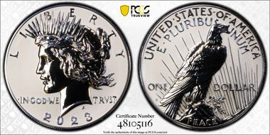 2023-S $1 Peace Dollar Rev PR Two-Coin Reverse Proof Set First Strike PR70