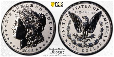 2023-S $1 Morgan Dollar Rev PR  Two-Coin Reverse Proof Set First Strike PR69