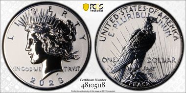 2023-S $1 Peace Dollar Rev PR Two-Coin Reverse Proof Set First Strike PR70