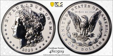 2023-S $1 Morgan Dollar Rev PR  Two-Coin Reverse Proof Set First Strike PR70