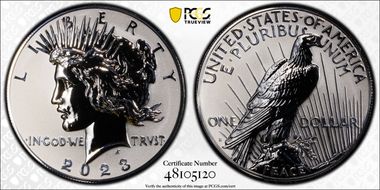 2023-S $1 Peace Dollar Rev PR Two-Coin Reverse Proof Set First Strike PR70